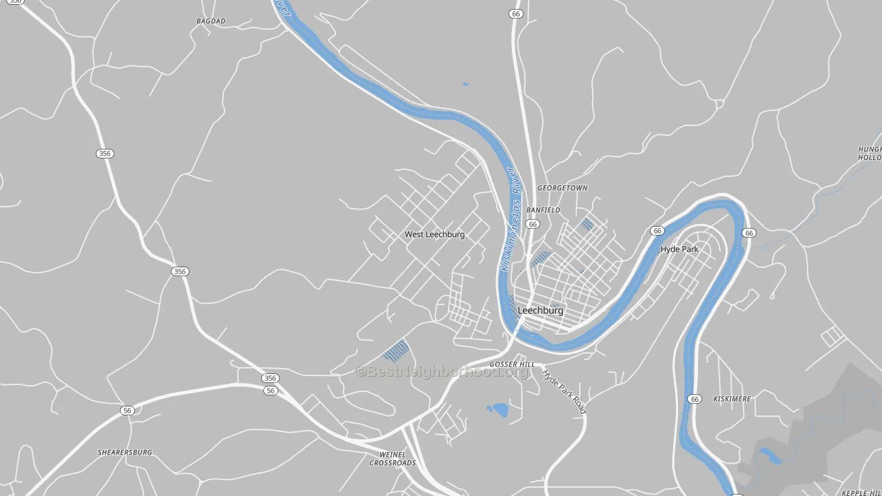 Transit Grade map of West Leechburg, PA