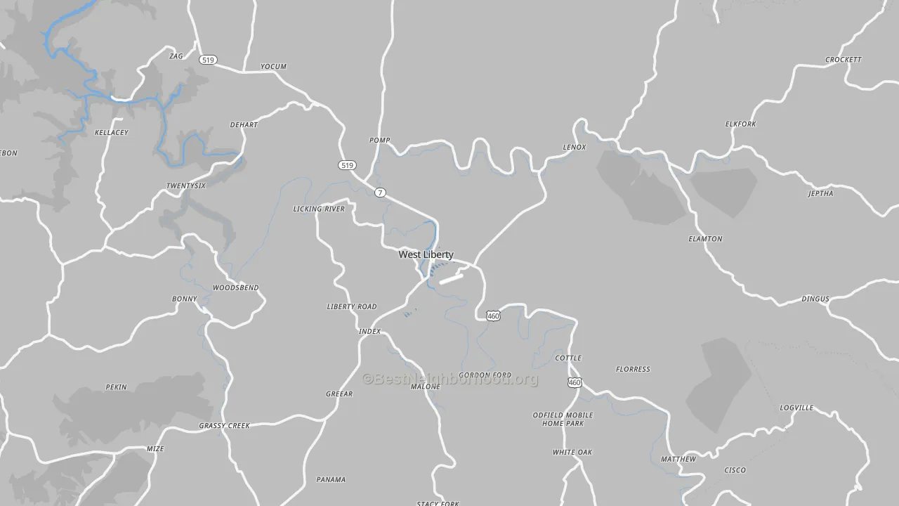 Transit Grade map of West Liberty, KY