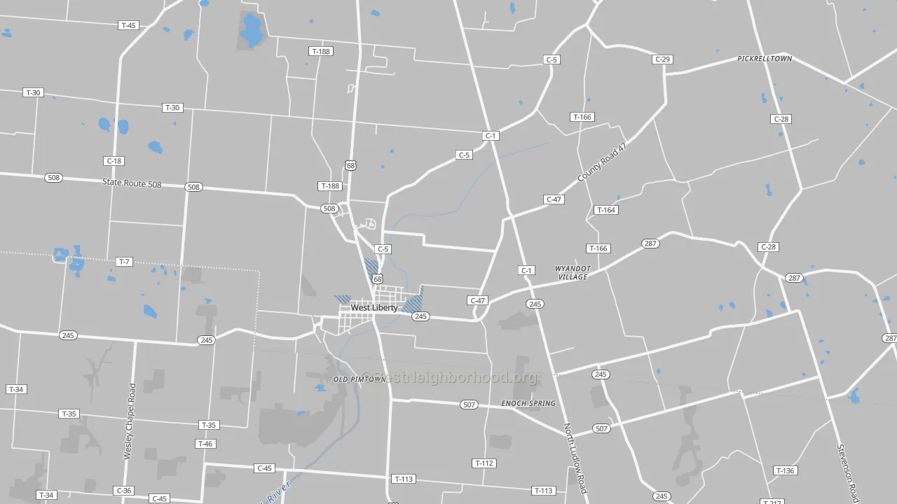 Transit Grade map of West Liberty, OH