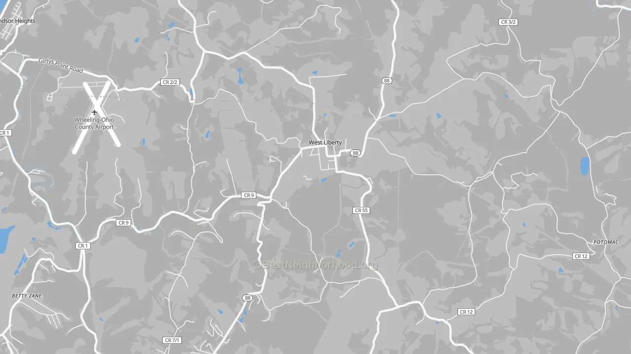 Transit Grade map of West Liberty, WV