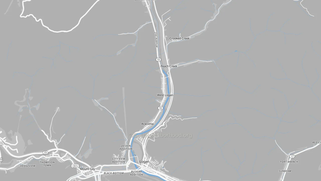 Transit Grade map of West Logan, WV