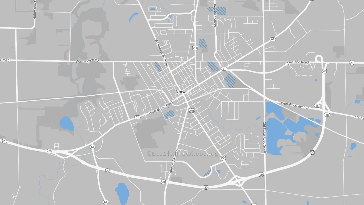 Transit Grade map of West Main Street Historic District, Norwalk, OH
