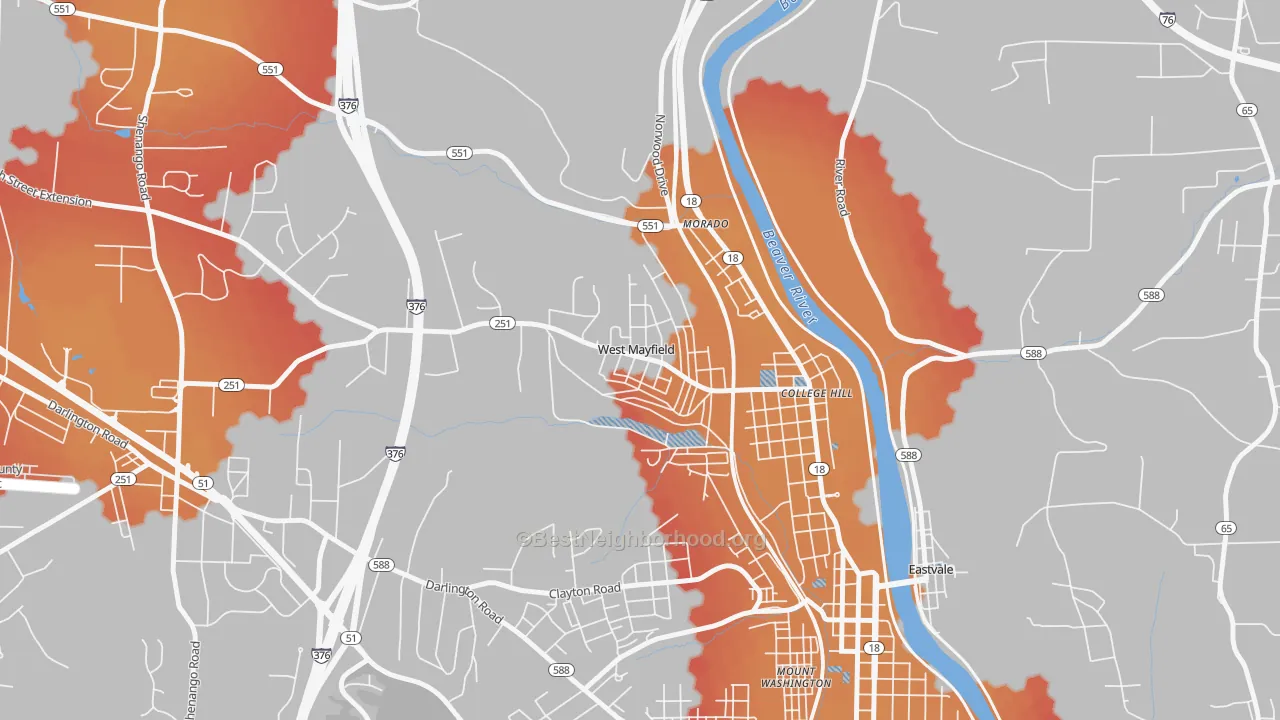 Transit Grade map of West Mayfield, PA
