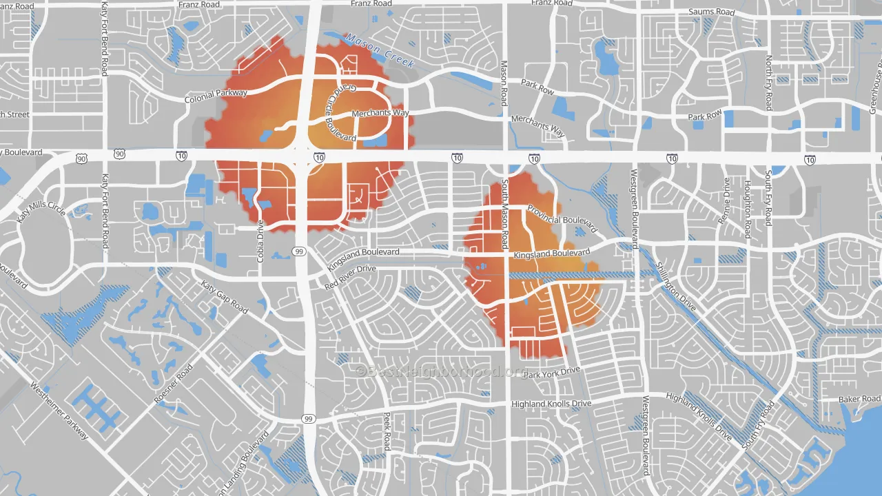 Transit Grade map of West Memorial, Katy, TX