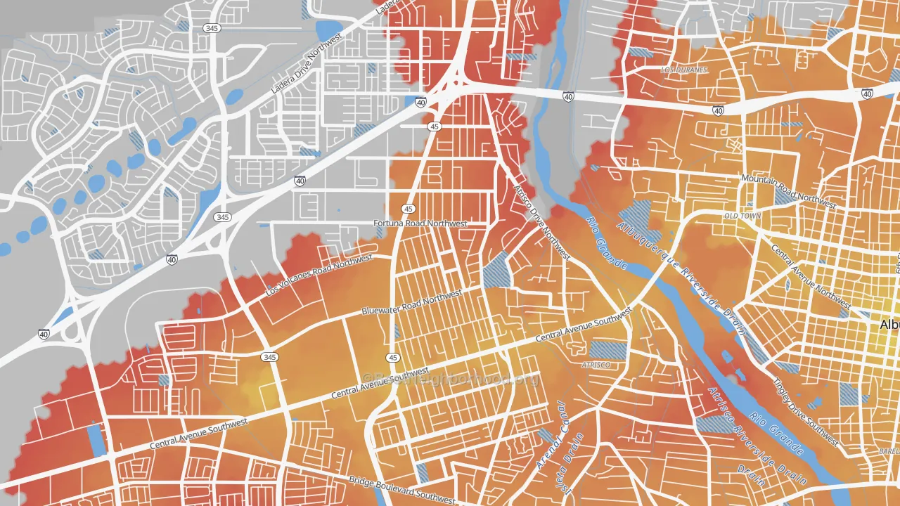 Transit Grade map of West Mesa, Albuquerque, NM