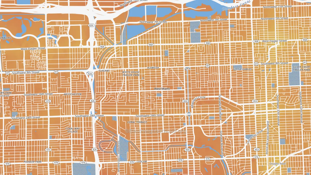 Transit Grade map of West Miami, FL