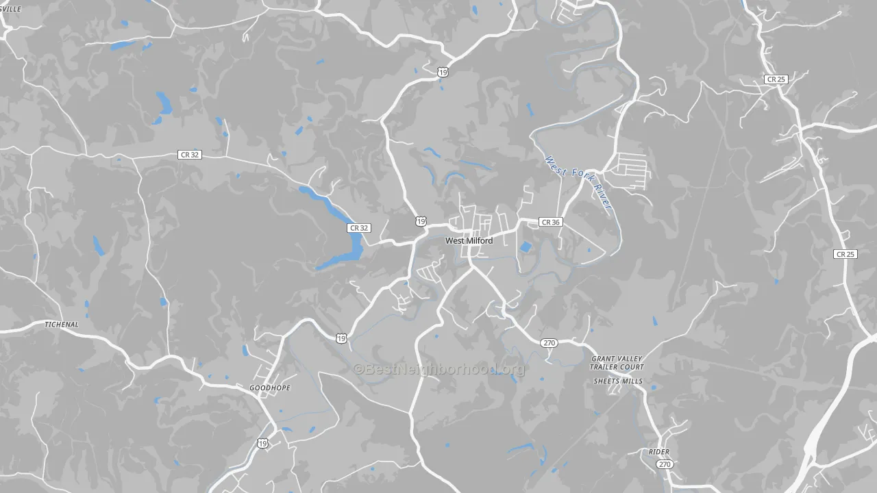 Transit Grade map of West Milford, WV