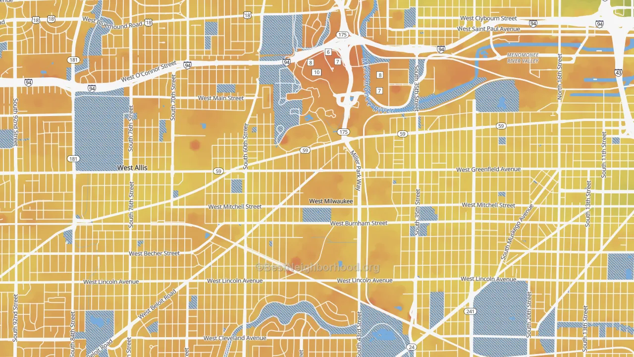 Transit Grade map of West Milwaukee, WI
