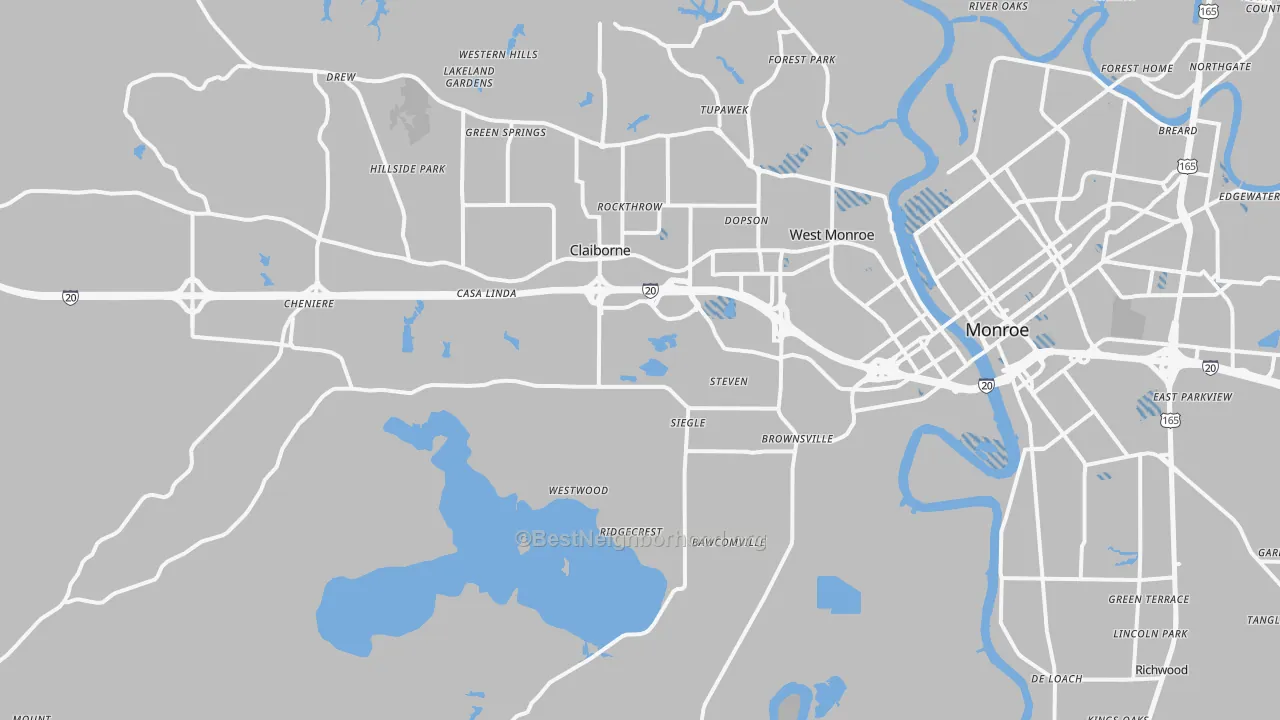 Transit Grade map of West Monroe, LA