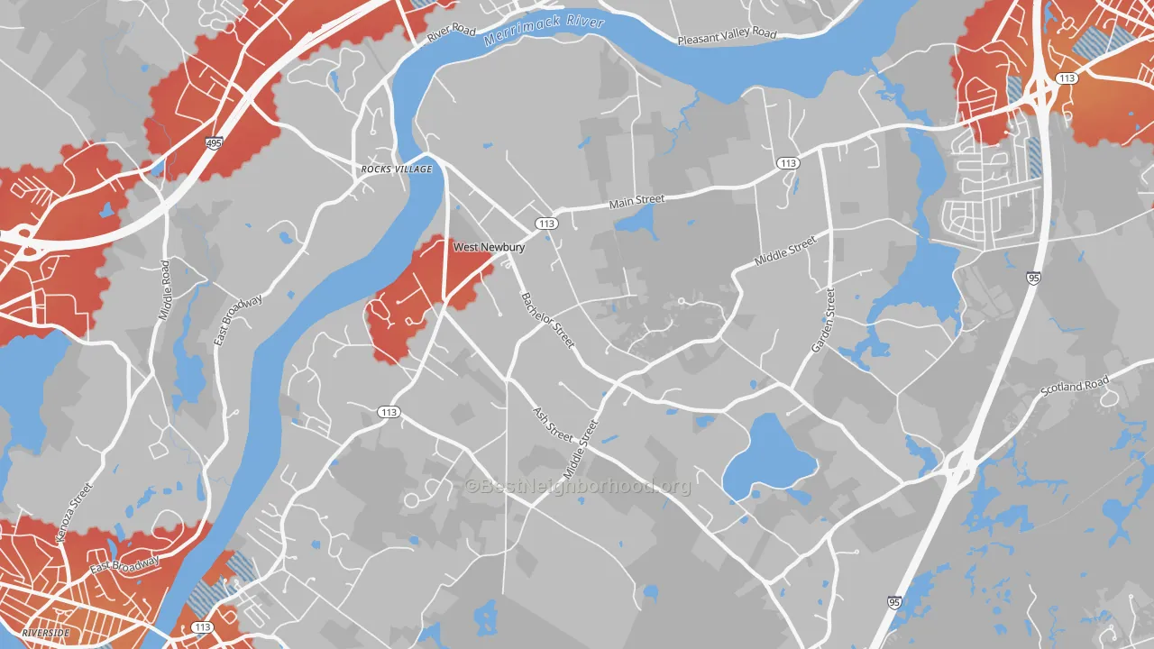 Transit Grade map of West Newbury, MA