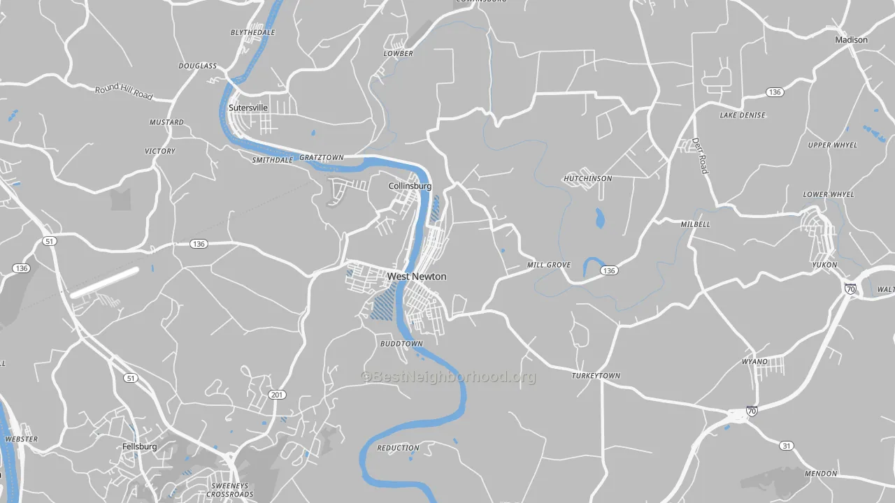 Transit Grade map of West Newton, PA