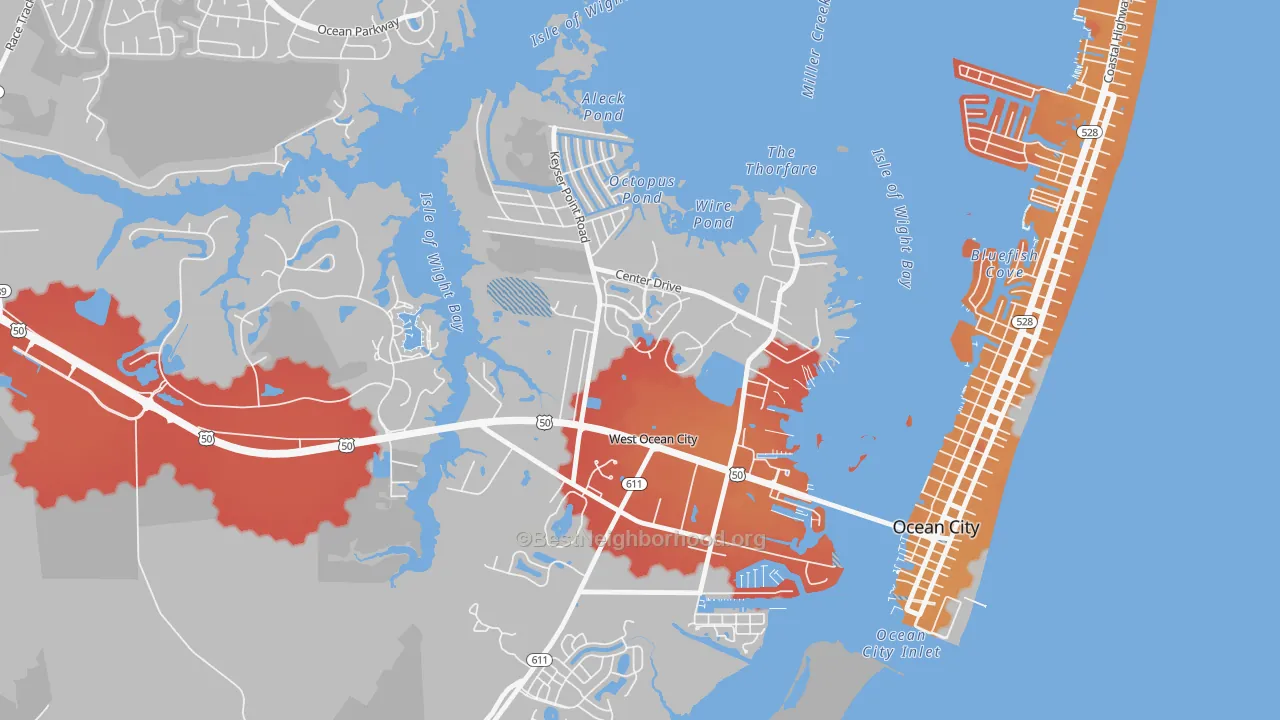 Transit Grade map of West Ocean City, MD
