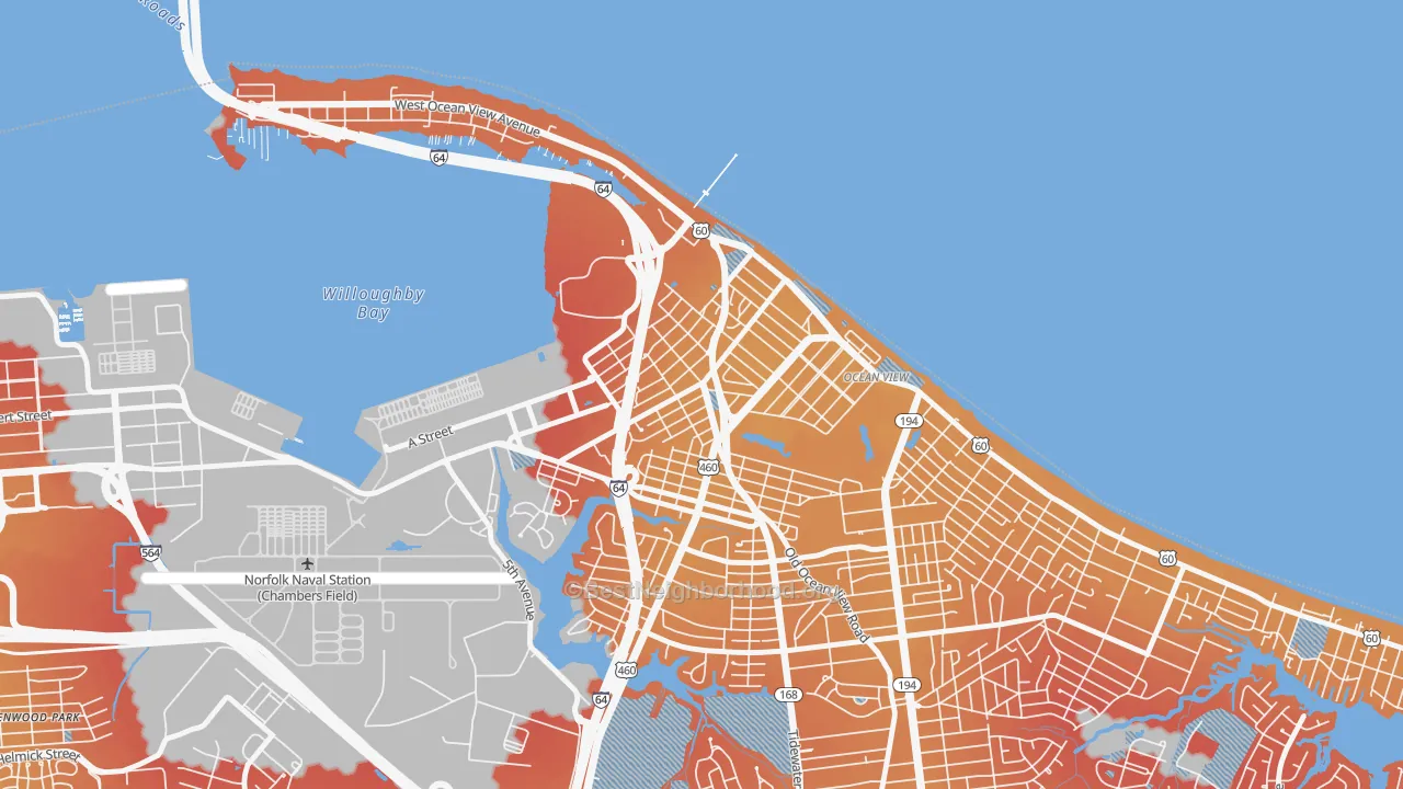 Transit Grade map of West Ocean View, Norfolk, VA
