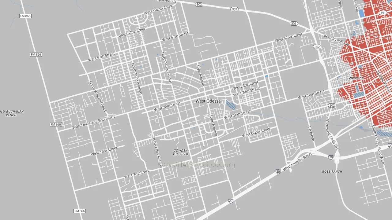 Transit Grade map of West Odessa, TX