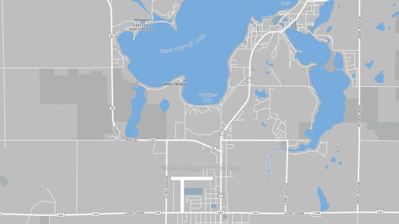 Transit Grade map of West Okoboji, IA