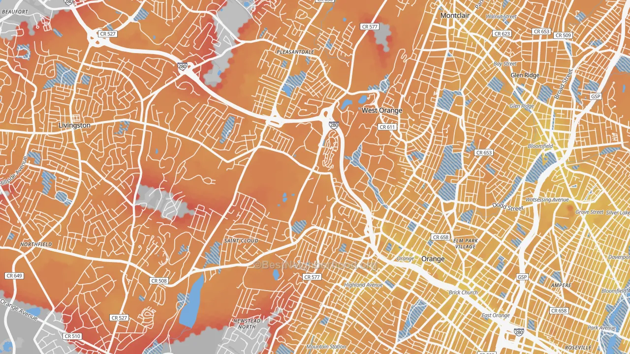 Transit Grade map of West Orange, NJ