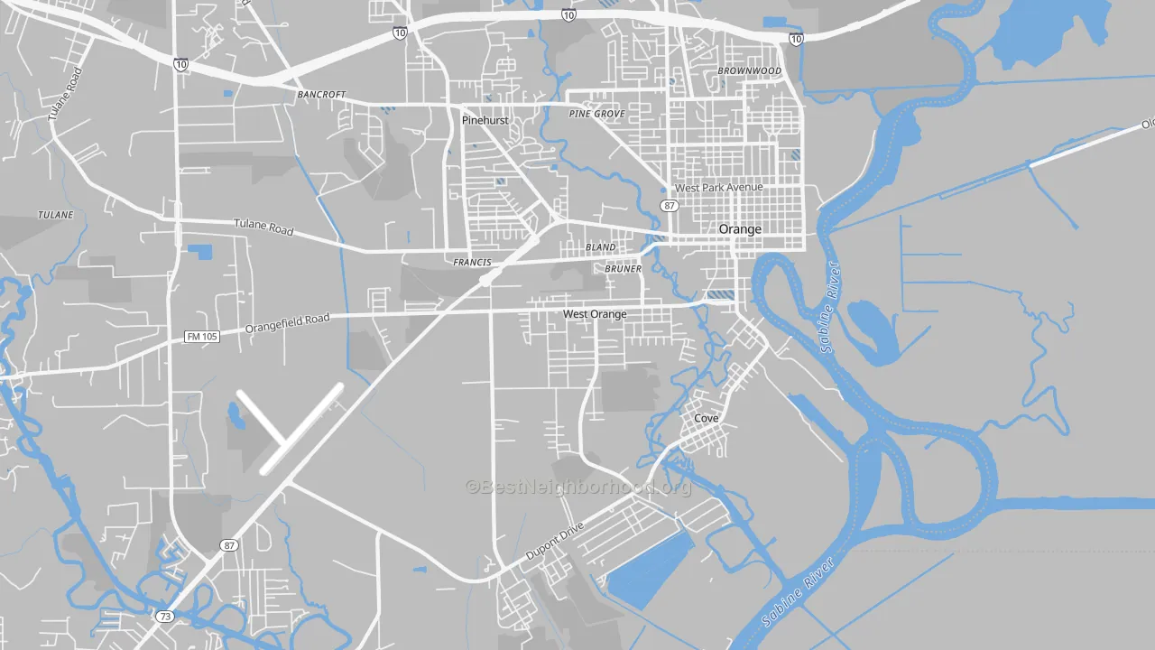 Transit Grade map of West Orange, TX