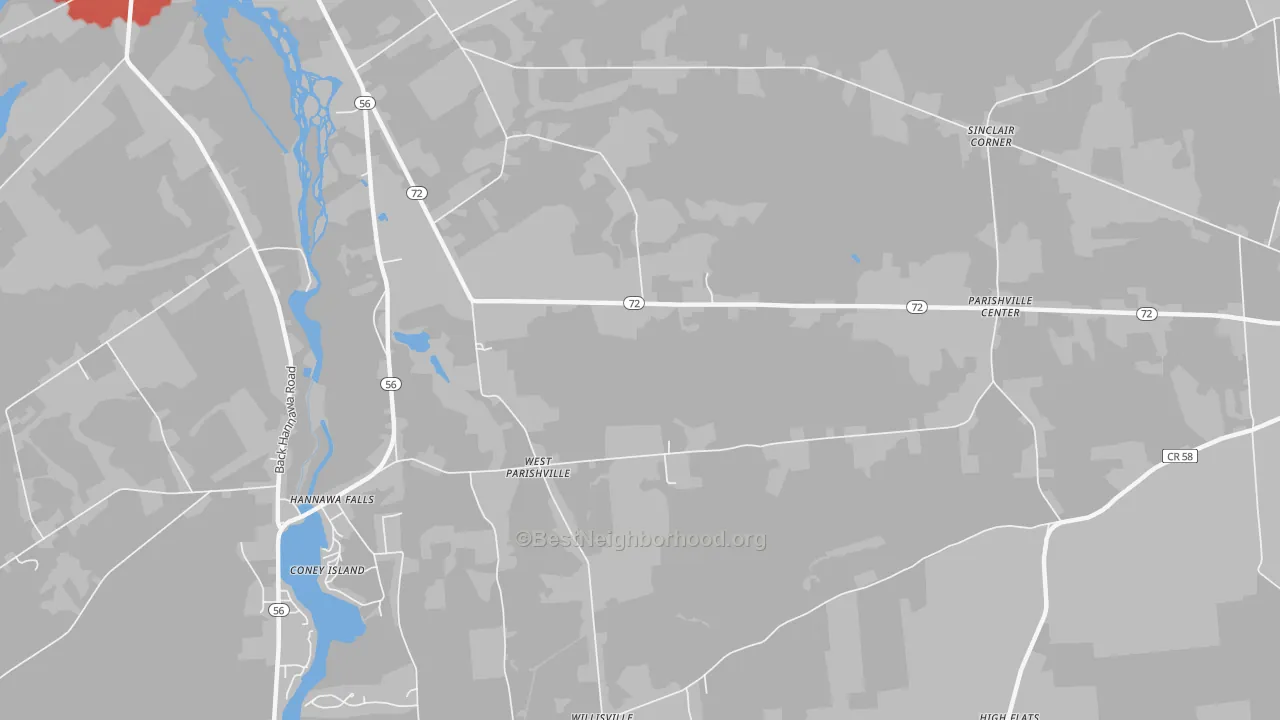 Transit Grade map of West Parishville, NY