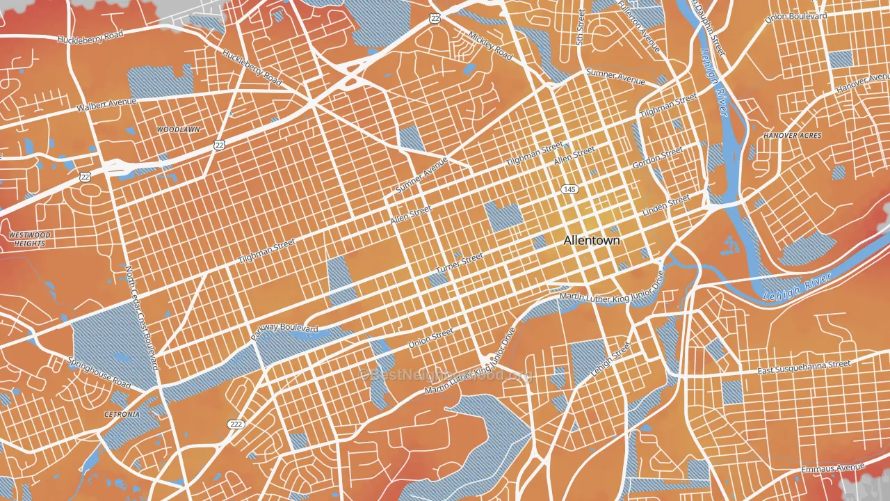 Transit Grade map of West Park, Allentown, PA