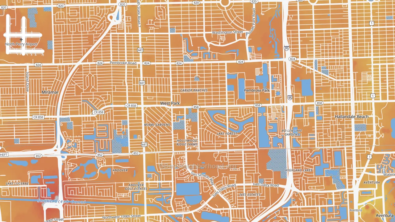 Transit Grade map of West Park, FL