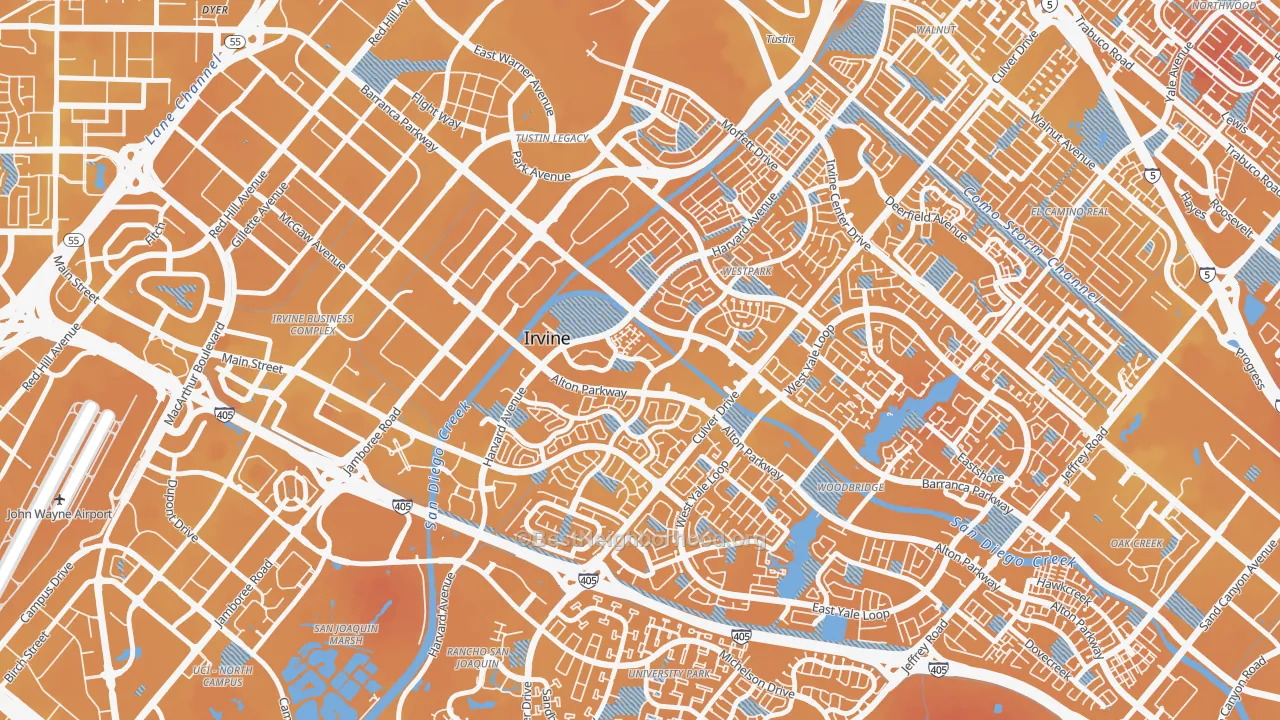 Transit Grade map of West Park, Irvine, CA