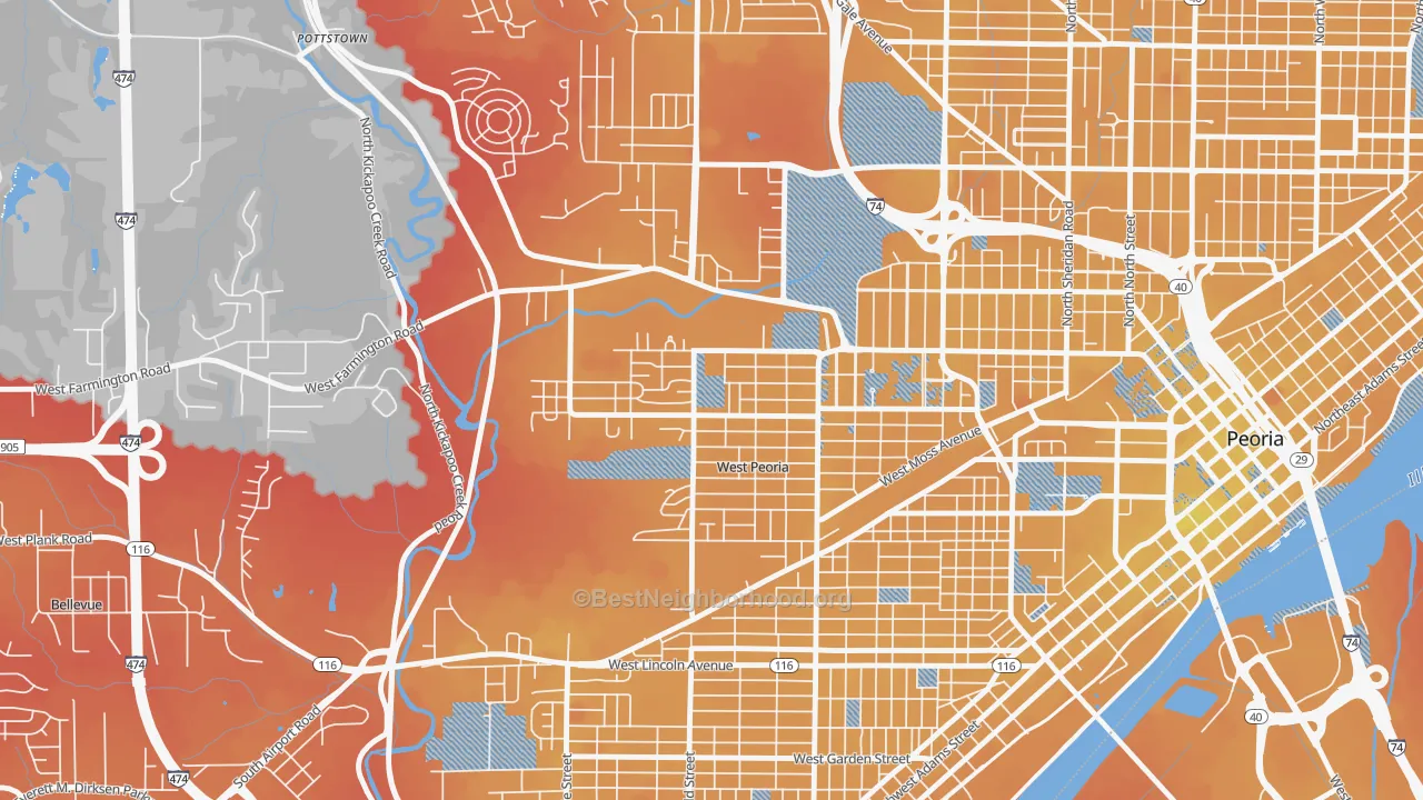 Transit Grade map of West Peoria, IL