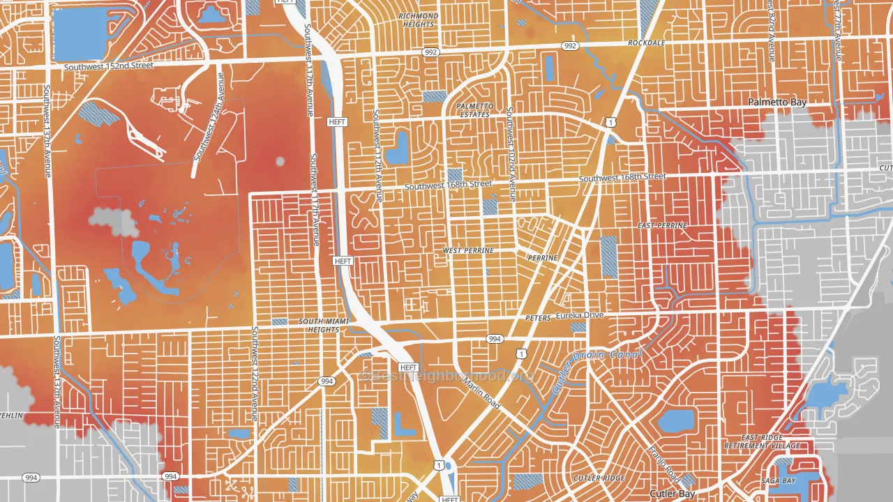 Transit Grade map of West Perrine, FL