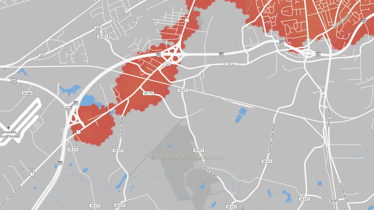 Transit Grade map of West Petersburg, VA