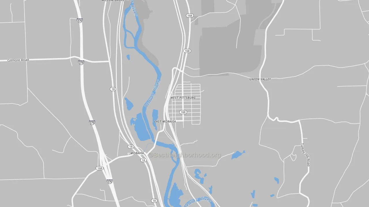 Transit Grade map of West Pittsburg, PA