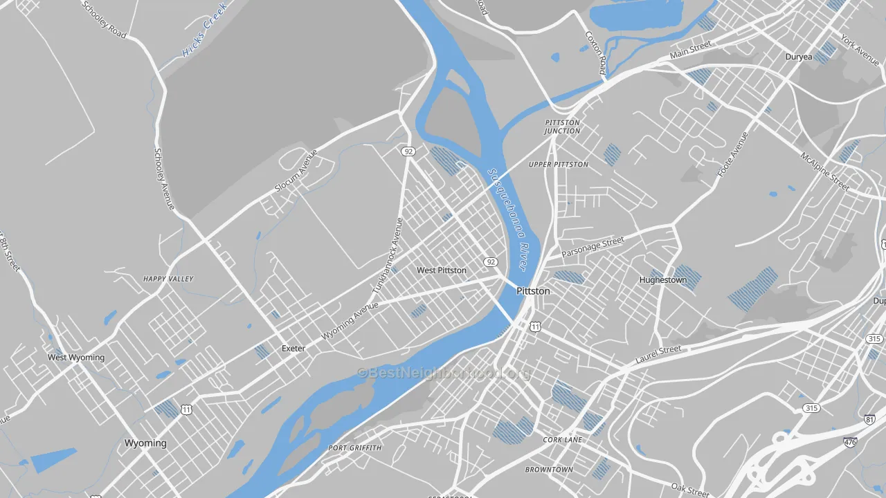 Transit Grade map of West Pittston, PA