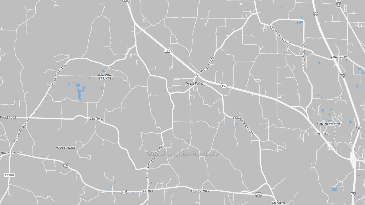 Transit Grade map of West Point, AL