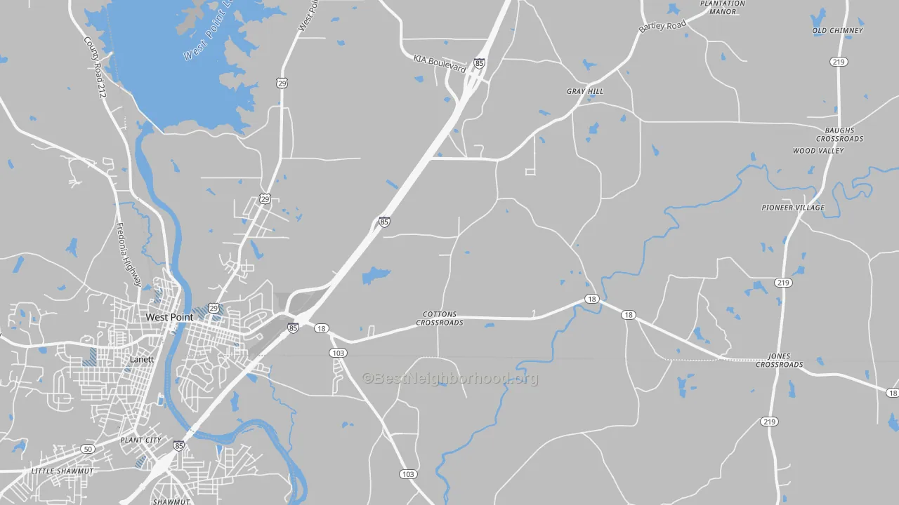 Transit Grade map of West Point, GA