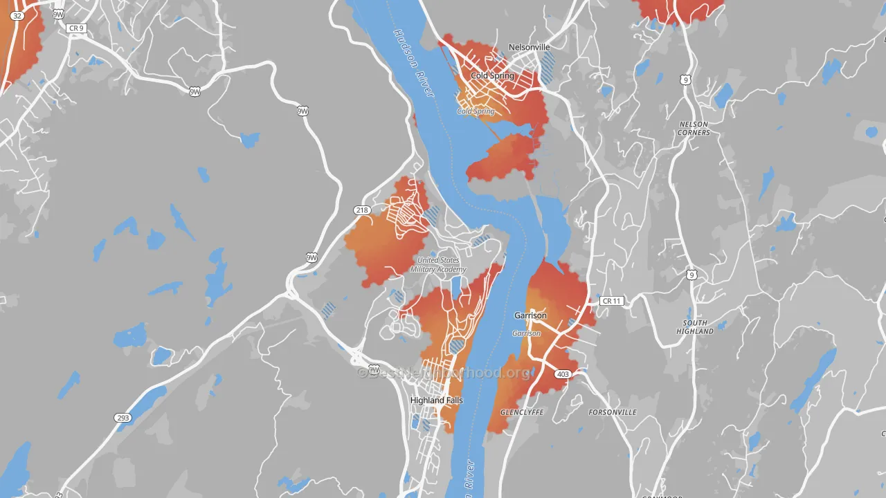 Transit Grade map of West Point, NY