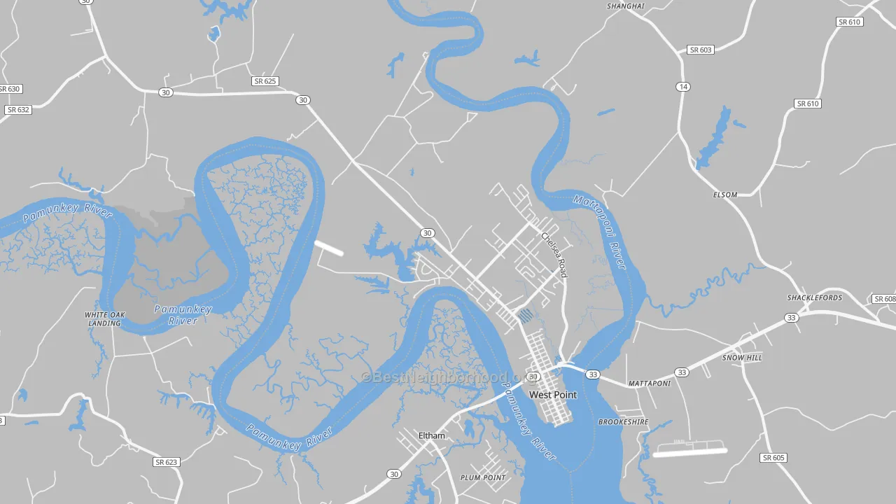 Transit Grade map of West Point, VA