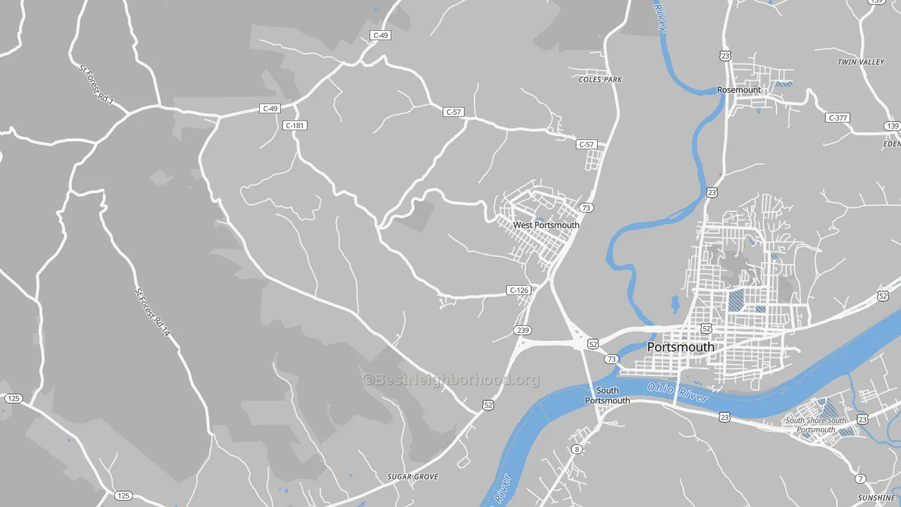Transit Grade map of West Portsmouth, OH