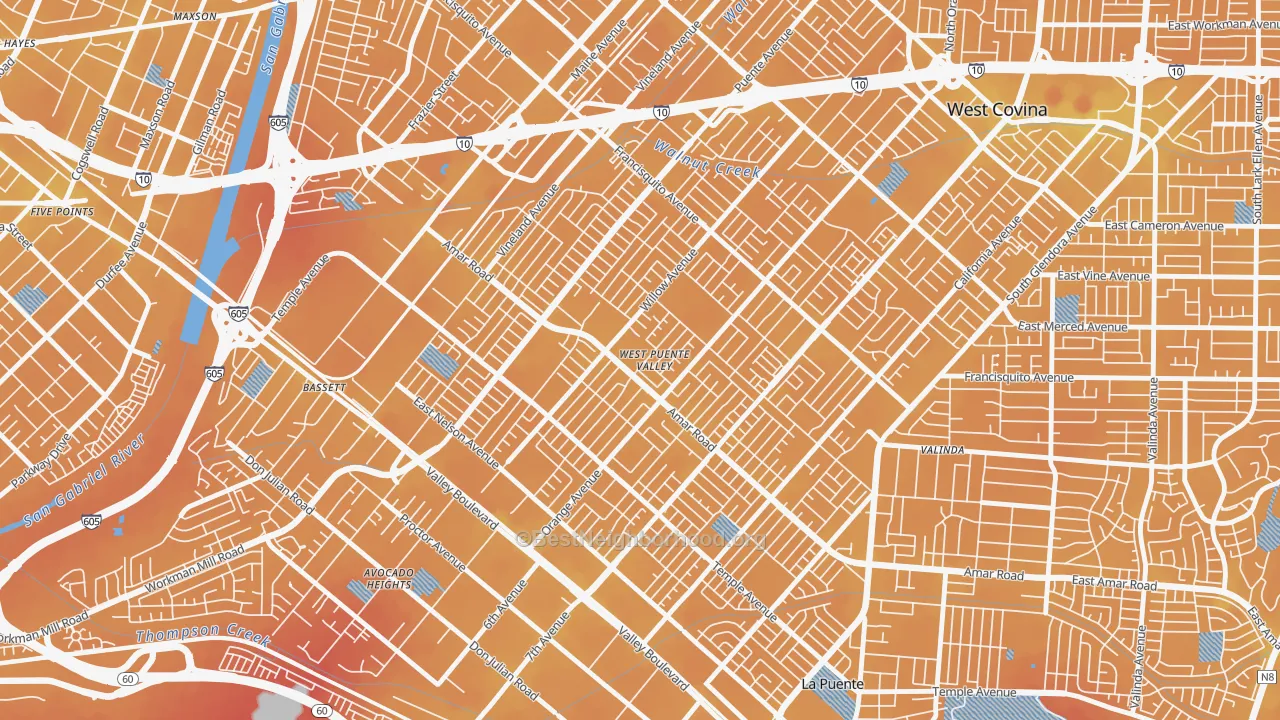 Transit Grade map of West Puente Valley, CA
