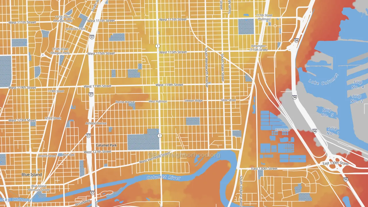 Transit Grade map of West Pullman, Chicago, IL