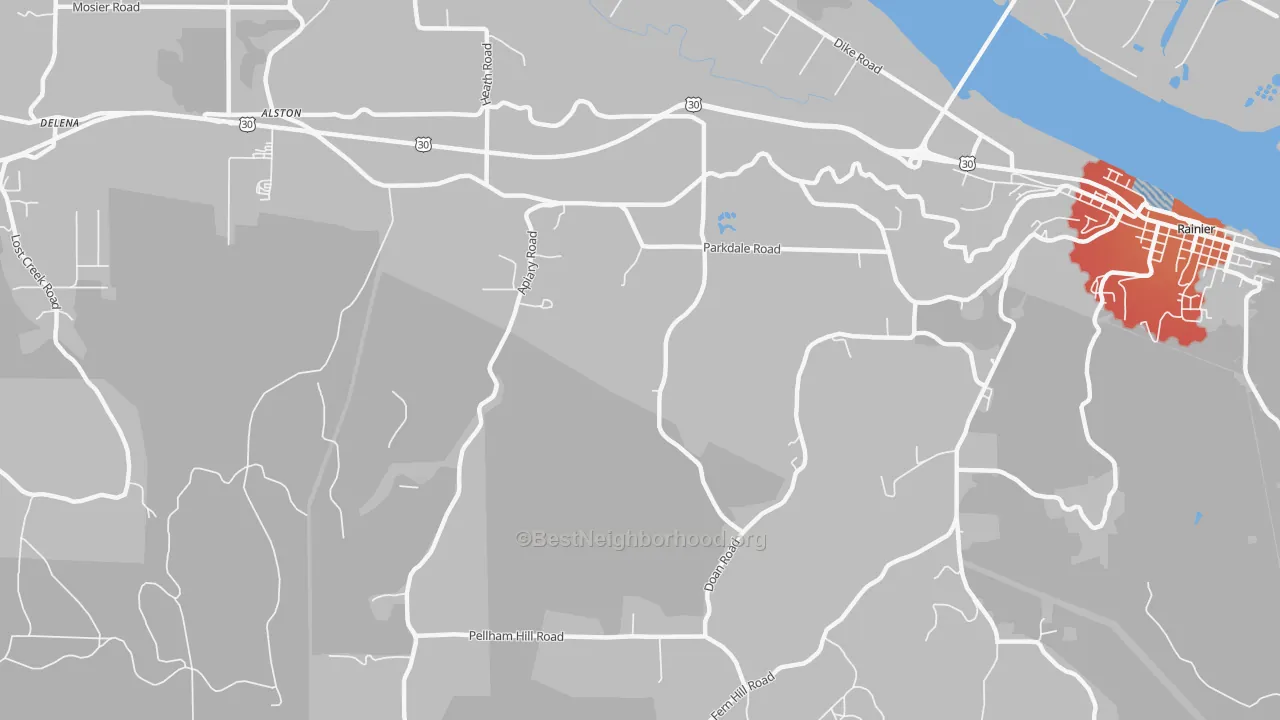 Transit Grade map of West Rainier, OR