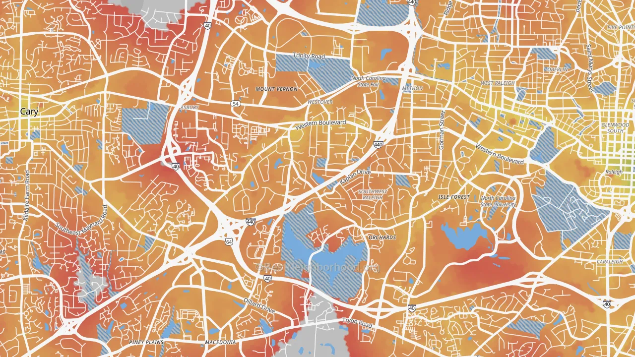 Transit Grade map of West, Raleigh, NC