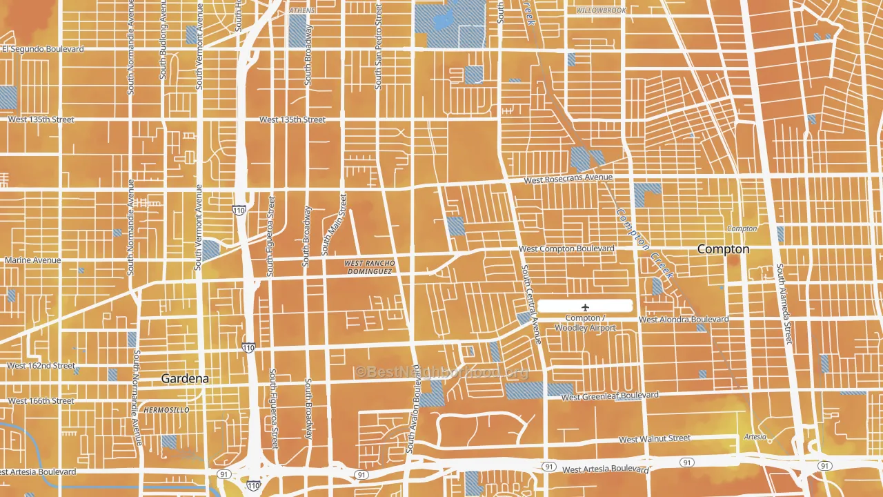 Transit Grade map of West Rancho Domingues, Compton, CA