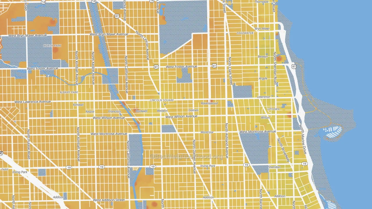 Transit Grade map of West Ravenswood, Chicago, IL
