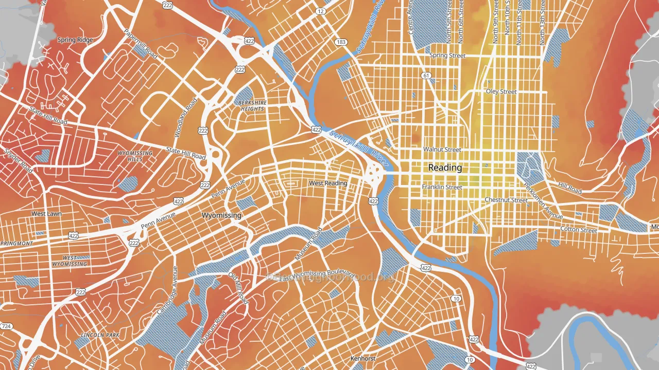 Transit Grade map of West Reading, PA