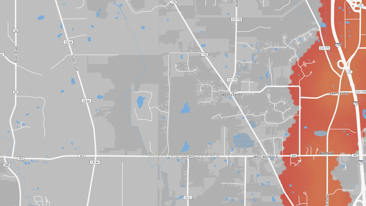 Transit Grade map of West Richfield, OH