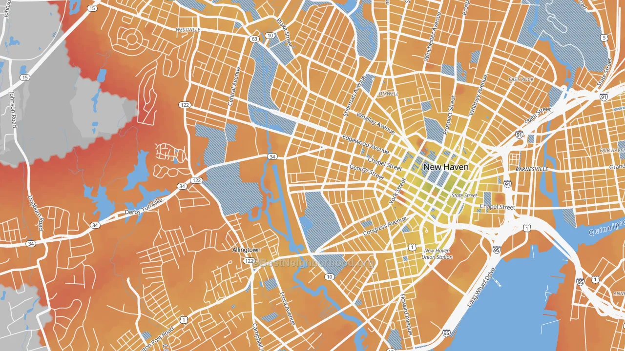 Transit Grade map of West River, New Haven, CT