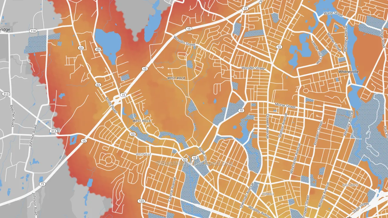 Transit Grade map of West Rock, New Haven, CT
