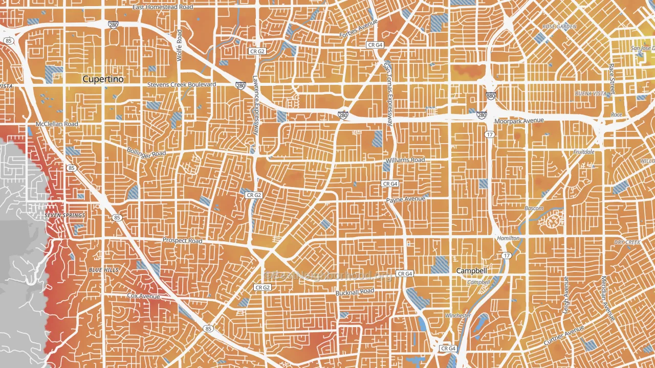 Transit Grade map of West San Jose, San Jose, CA