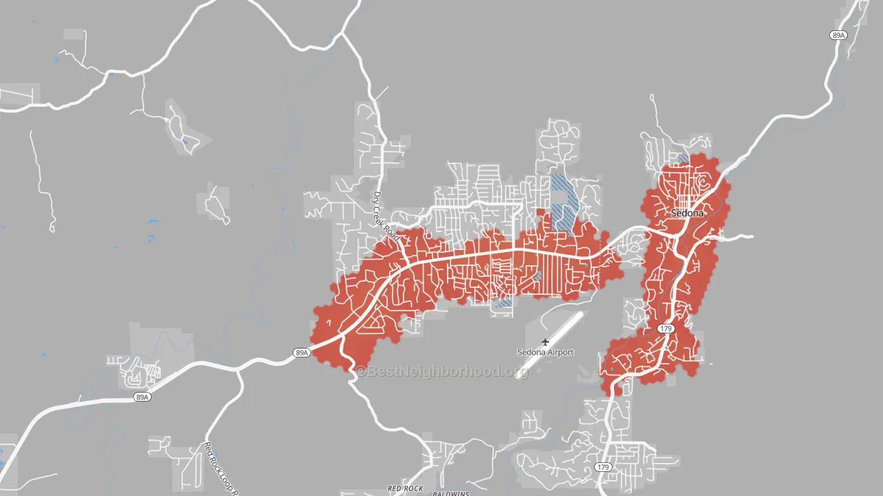 Transit Grade map of West Sedona, AZ