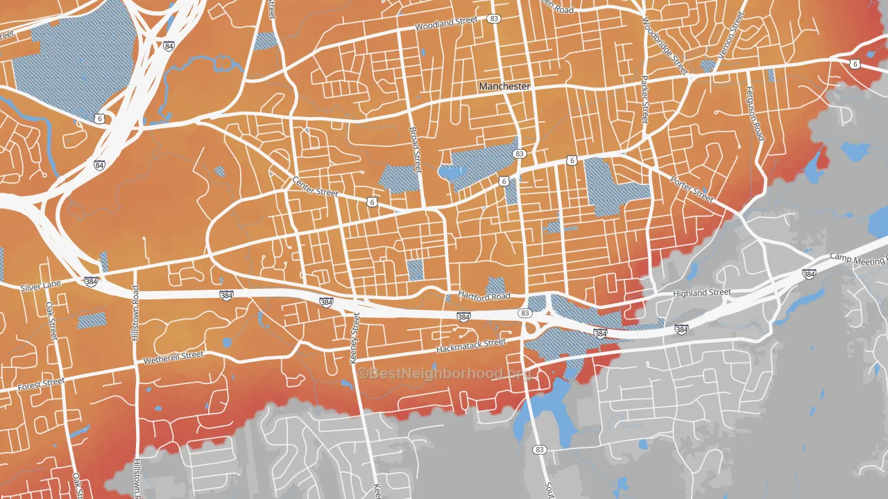 Transit Grade map of West Side Hartford, Manchester, CT