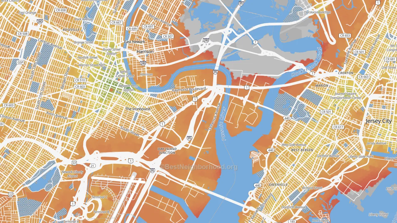 Transit Grade map of West Side, Newark, NJ