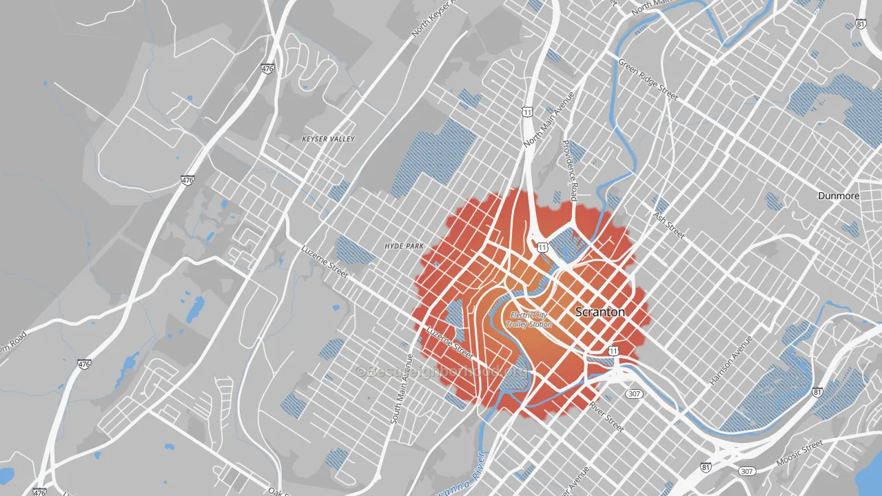 Transit Grade map of West Side, Scranton, PA